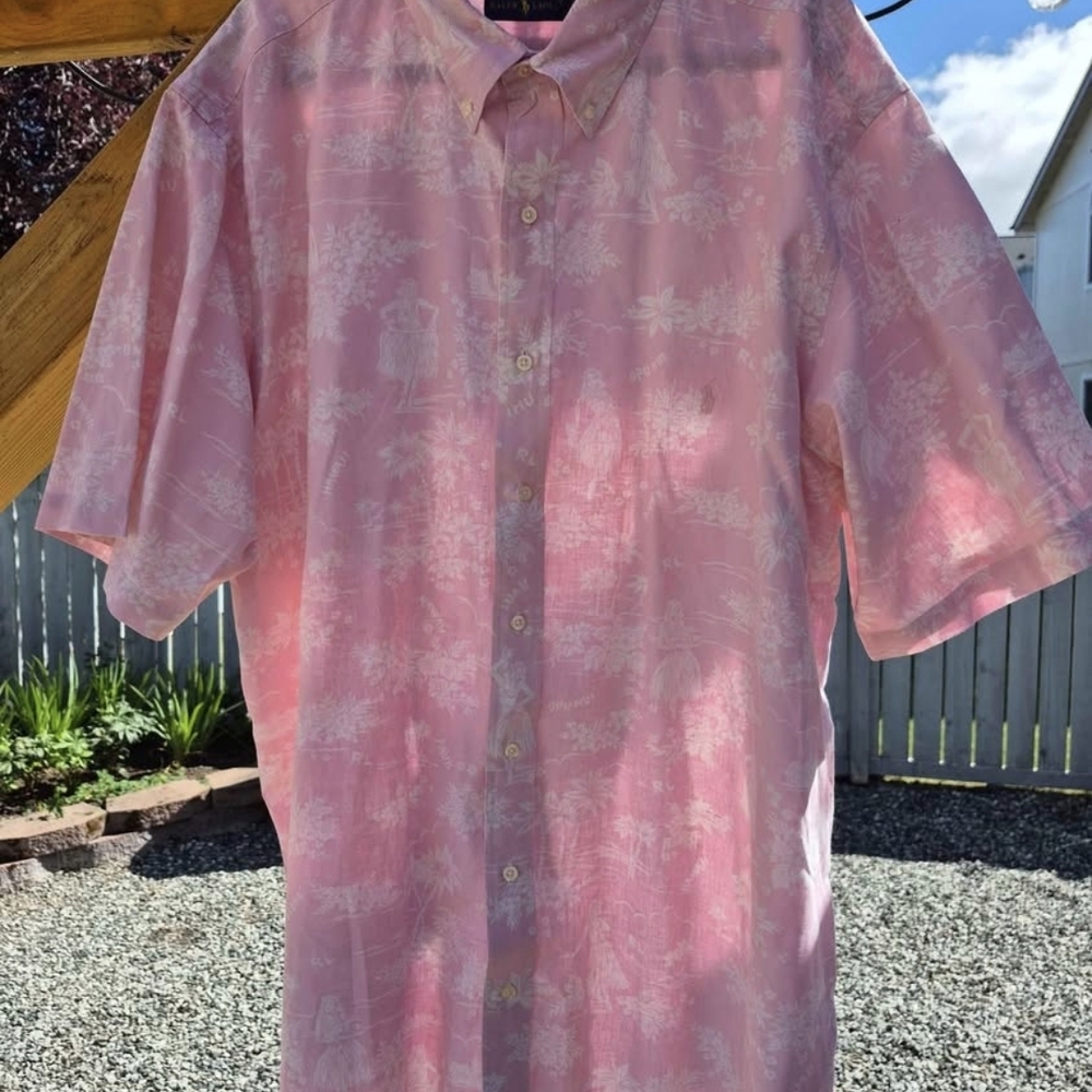 Polo Ralph Lauren Oxford Shirt Men's Short Sleeve Classic Hawaii Luau 2XL